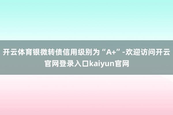 开云体育银微转债信用级别为“A+”-欢迎访问开云官网登录入口kaiyun官网