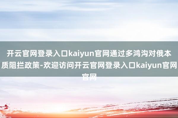 开云官网登录入口kaiyun官网通过多鸿沟对俄本质阻拦政策-欢迎访问开云官网登录入口kaiyun官网